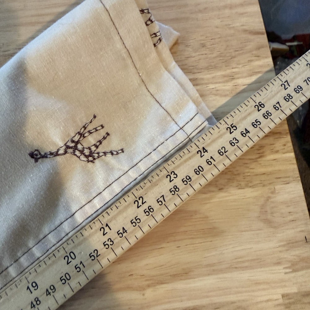 Herman Geist pants womens 25 beige giraffe embroidered trousers Vintage - Picture 10 of 11